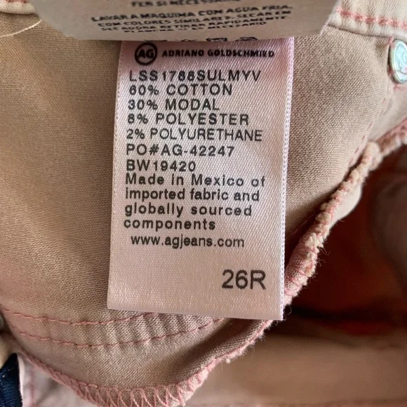 AG Adriano Goldschmied Light Pink ‘The Abbey Ankle’ Mid Rise Super Skinny Jeans - Picture 6 of 6